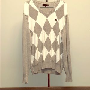 Large express grey and white sweater